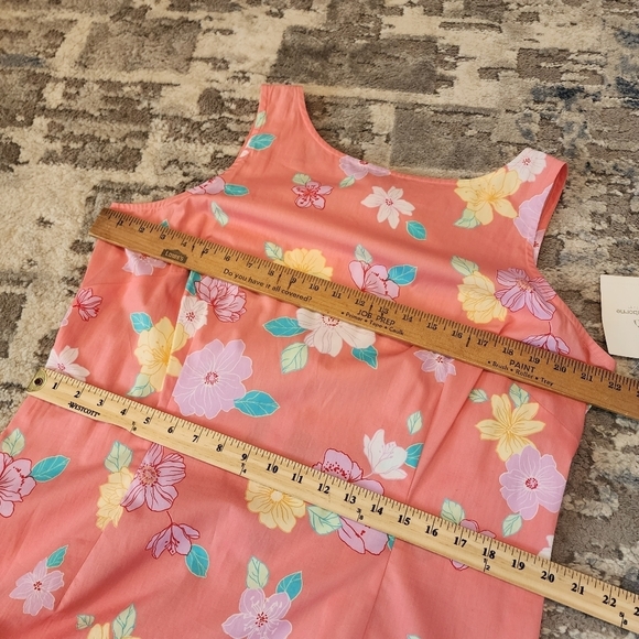NWT Liz Claiborne Lizsport pink Garden floral cotton sleeveless dress. Size 16. - Picture 15 of 16
